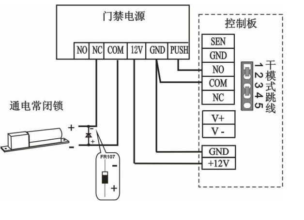干模式:開關(guān)量輸出控常閉鎖